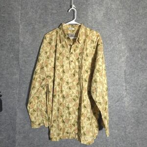 The Territory Ahead Shirt Mens XL Tan Geometric Triangle Poplin Henley Cotton